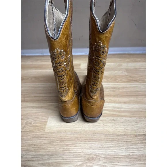 Circle G Brown Leather Embroidered Western Cowboy Boots Women's Size 10M - Picture 6 of 9